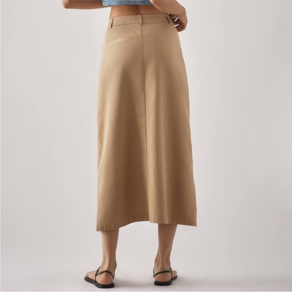 PAIGE Anthropologie Maureen Trouser Midi Skirt Size 2 Tencel Cotton Beige Tan - Picture 4 of 12